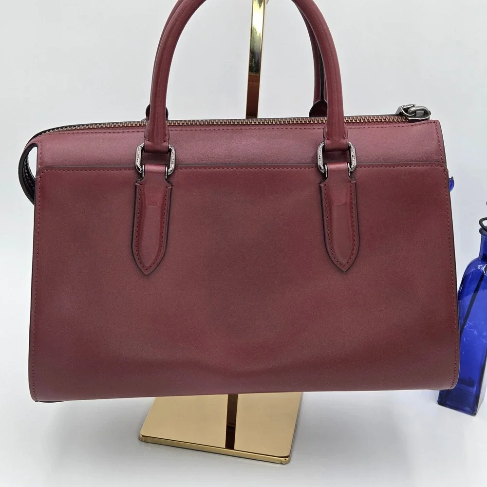 Coach x Selena Gomez Leather Bond Bag Crystal Embellished 39289 Burgundy Wine